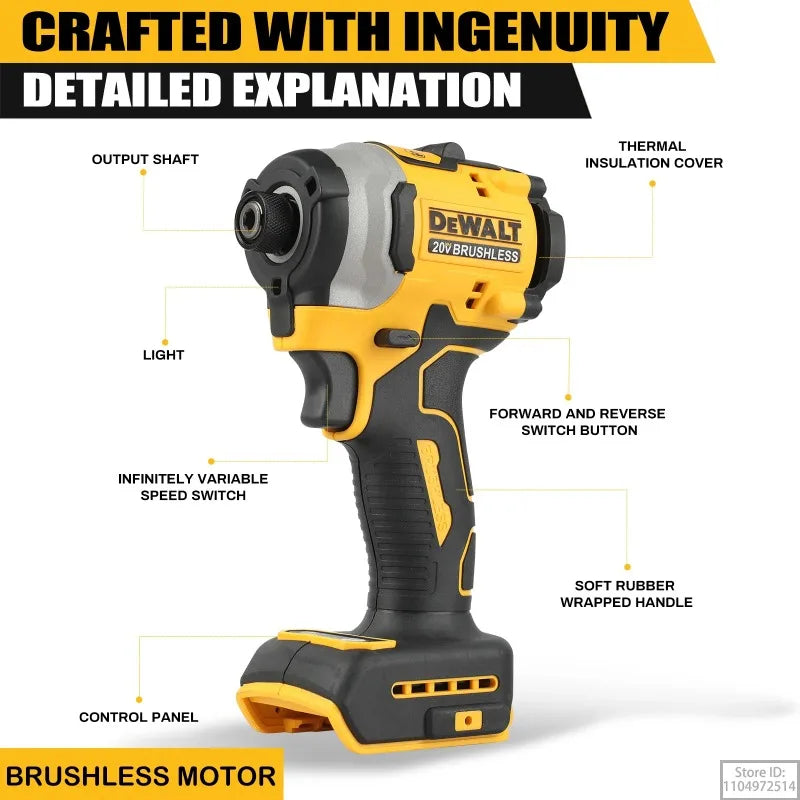 DEWALT DCF850 20V Impact Driver 205N.m Torque Forward/Reverse Switch for Screw Driving&Bolt Tightening in Construction&Workshop