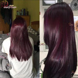 Burgundy Straight 13x6 HD Lace Frontal Wig Pre Plucked Remy Hair 99J Red Transparent Lace Front Human Hair Wigs With Baby Hair