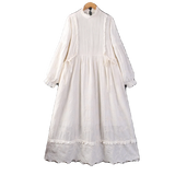 Spring New Women Japanese Small Fresh Lace Collar Embroidery Solid Color Dress