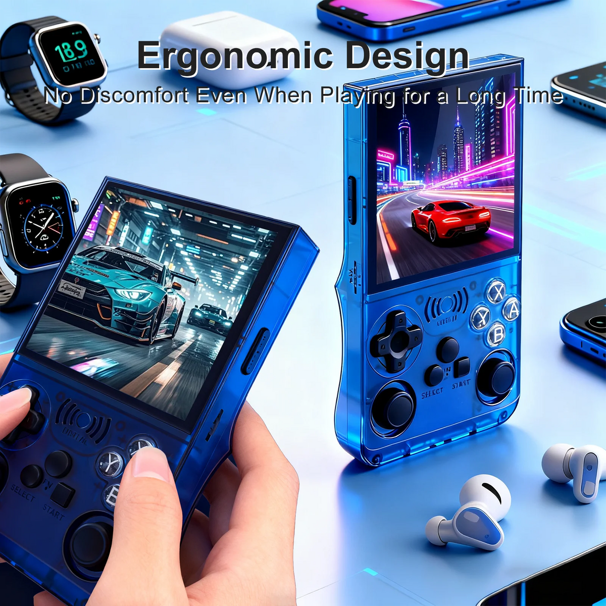 GAMINJA Handheld Console ANS13 4.0-inch IPS Screen Retro Handheld Console Pre-loaded with 15,000+ Games Linux System Portable