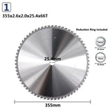 XCAN Metal Cutting Blade 355mm(14 Inch) x25.4mm 66 90T Carbide Circular Saw Blade For Aluminum Iron Steel Metal Cutting Disc