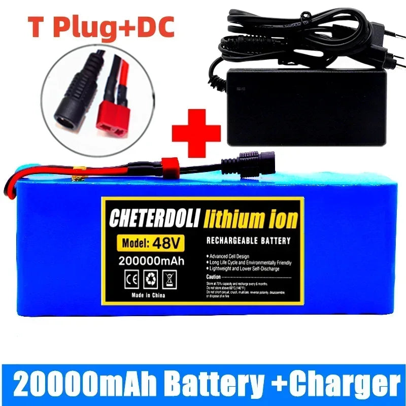 13S3P 20Ah Lithium-ion Battery Pack 48V 20000mAh with 250W 350W 500W 750W 1000W BMS for 54.6V E-bike Electric Bicycle Scooter