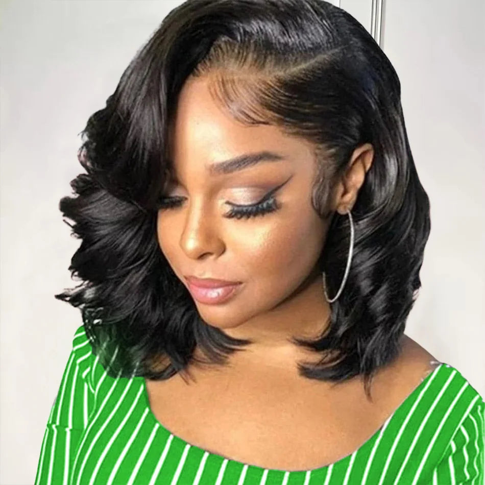 Wear And Go Glueless Bob Wig Human Hair Short Body Wave Lace Front Wigs Pre Cut Brazilian Hair 4X4 Hd Lace Closure Wig For Women