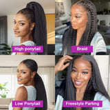 Kinky Straight Human Hair Wigs 360 Lace Front Wig Invisible Strap HD Pre