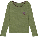 ELFSACK Women's Striped Ringer T-Shirt with Star Print, Casual Long Sleeve Graphic Top for Everyday Wear