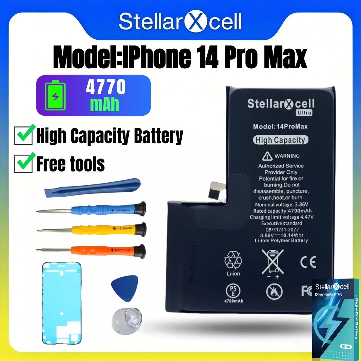 High Cpacity Cell + 7037 TI Ultra Battery Replacement for iPhone StellarXcell11 13mini 15 IP14 Pro Max 12 16 16pro 16promax