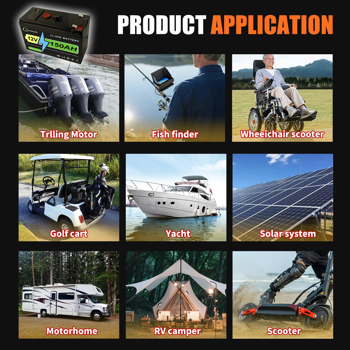12V 220AH Lithium Battery with Built-in BMS Fit for Home Storage RV Off-Grid System Solar Power System Marine
