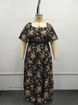 GIBSIE Plus Size Square Neck Floral Print Maxi Dress Women Summer 2026 Knot Front Hollow Out Boho Vacation Big Swing Dresses