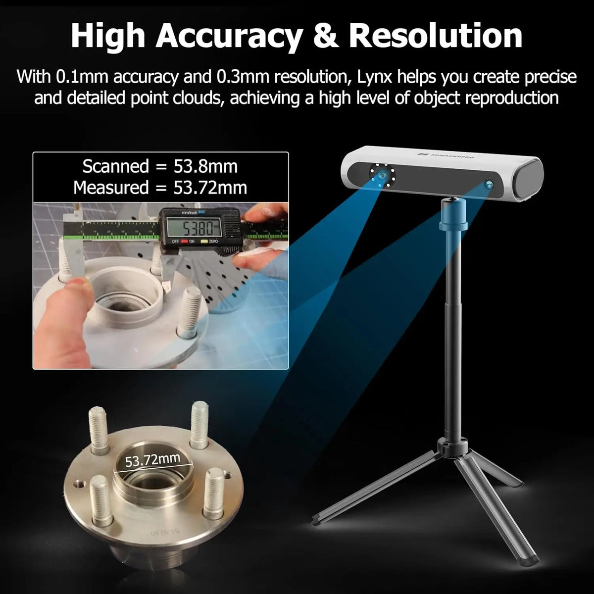 Lynx 3D Scanner Premium Kit, Up to 0.1MM Accuracy, Free 3D Scanning Softwarwe,  Portable 3D Scanner (Premium Version)