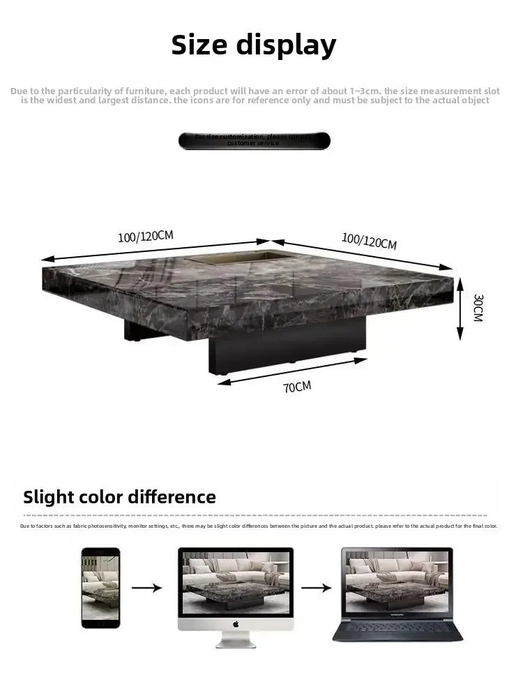 Coffee Table Sintered Coffee Table Oversized Large Square Coffee Rock Plate End Table New Design