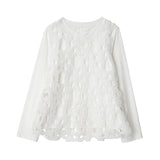 T-shirt imakokoni2025 original autumn sweet literary knitted lace long-sleeved women's top 255123