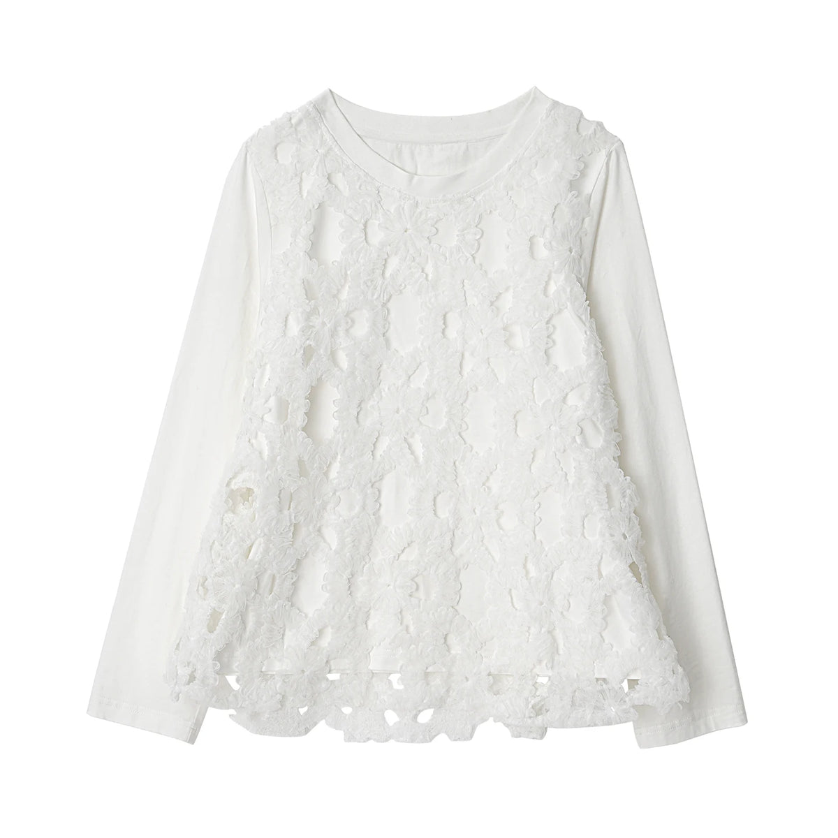 T-shirt imakokoni2025 original autumn sweet literary knitted lace long-sleeved women's top 255123