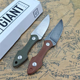 GiantMouse GMF3 Fixed Blade Knife Satin Drop Point Blade with Leather Sheath Outdoor Camping Hunting Portable Straight Knives