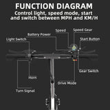 Foldable 2 Wheel Electric Scooter 20Ah Rechargable Battery 80 km Long Range 1300W Motor 10" Big Wheel Mobility Scooter for Adult