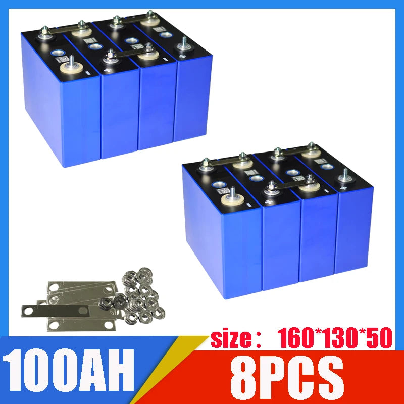 1-32pcs New Lifepo4 Battery Grade A 3.2V 100Ah 105Ah 12V 24V 48V 4000 Cycles Solar Lithium Iron Phosphate Rechargeable Battery