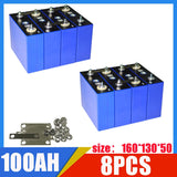 1-32pcs New Lifepo4 Battery Grade A 3.2V 100Ah 105Ah 12V 24V 48V 4000 Cycles Solar Lithium Iron Phosphate Rechargeable Battery