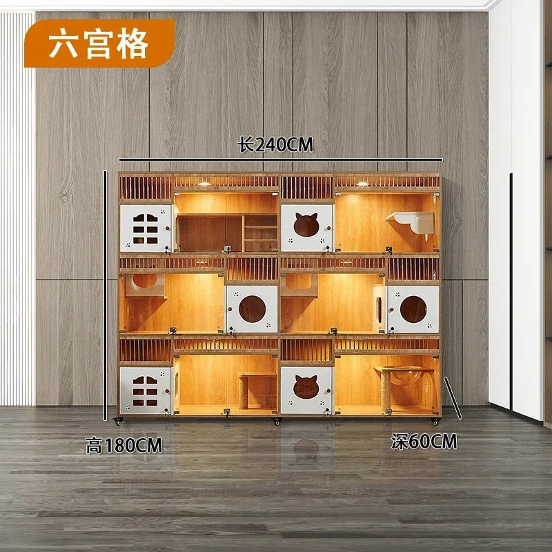 Cat cage villa solid wood household  display cabinet custom  cabinet  house pet store foster breeding three-layer  h