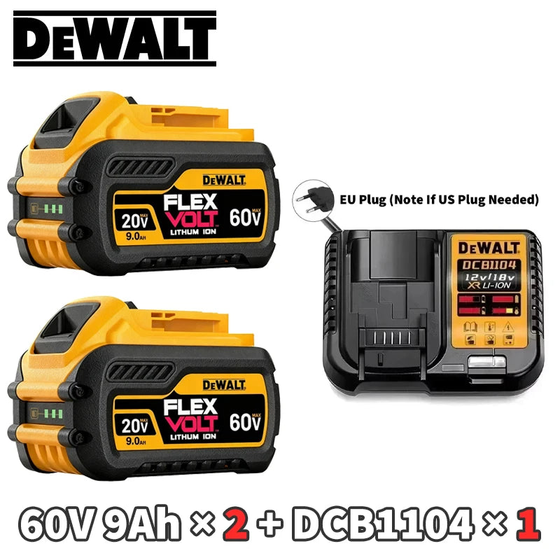 100% Original Dewalt 20V Battery 2AH 9AH Li-Ion Replacement Battery Charger Combo DCB202 DCB609 DCB209 DCB206 Power Tool Battery