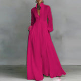 Spring Elegant Pocket Maxi Shirt Dress Women Long Sleeve Button-Down Flowy A-Line Dress Summer Beach Vacation Boho Party Dresses