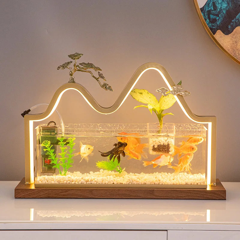 Fish tank landscaping ornament circulating water desktop landscape decoration company front desk living room TV cabinet next to