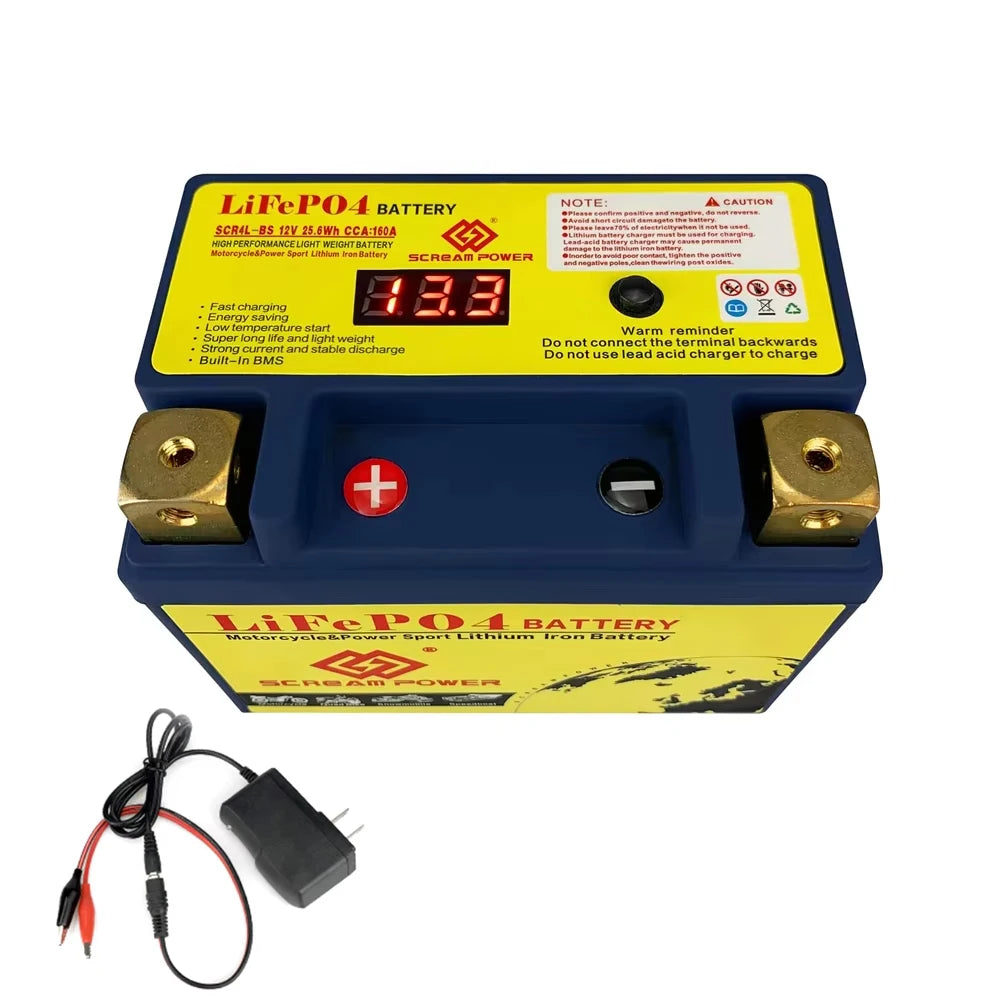 12V LiFePO4 Motorcycle Battery 4Ah 6Ah 8Ah 12Ah CCA 260A 350A 450A 620A 720A Lithium Iron Phosphate Starter Battery ATV UTV