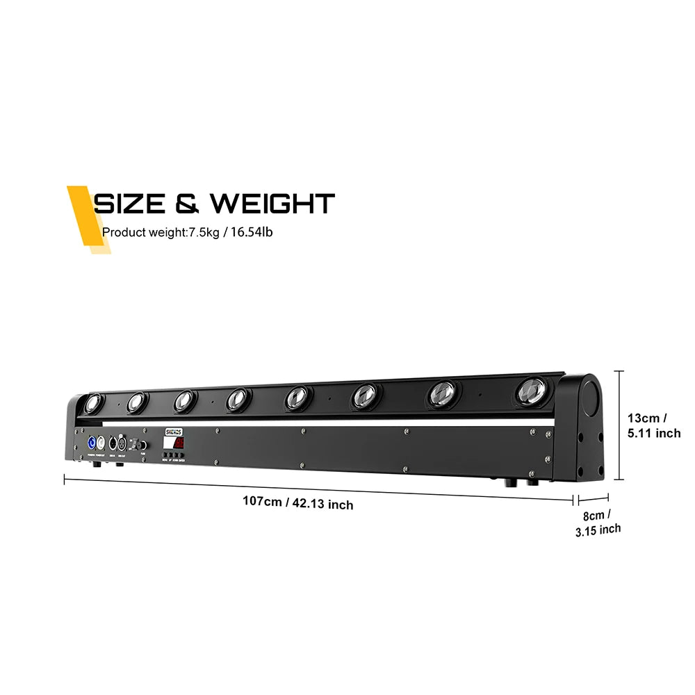 SHEHDS 8x12w Beam Moving Head RGBW 4in1 Bar Light For DJ Disco Wedding Party Stage Light Effect Professional DMX 512 Stage Light