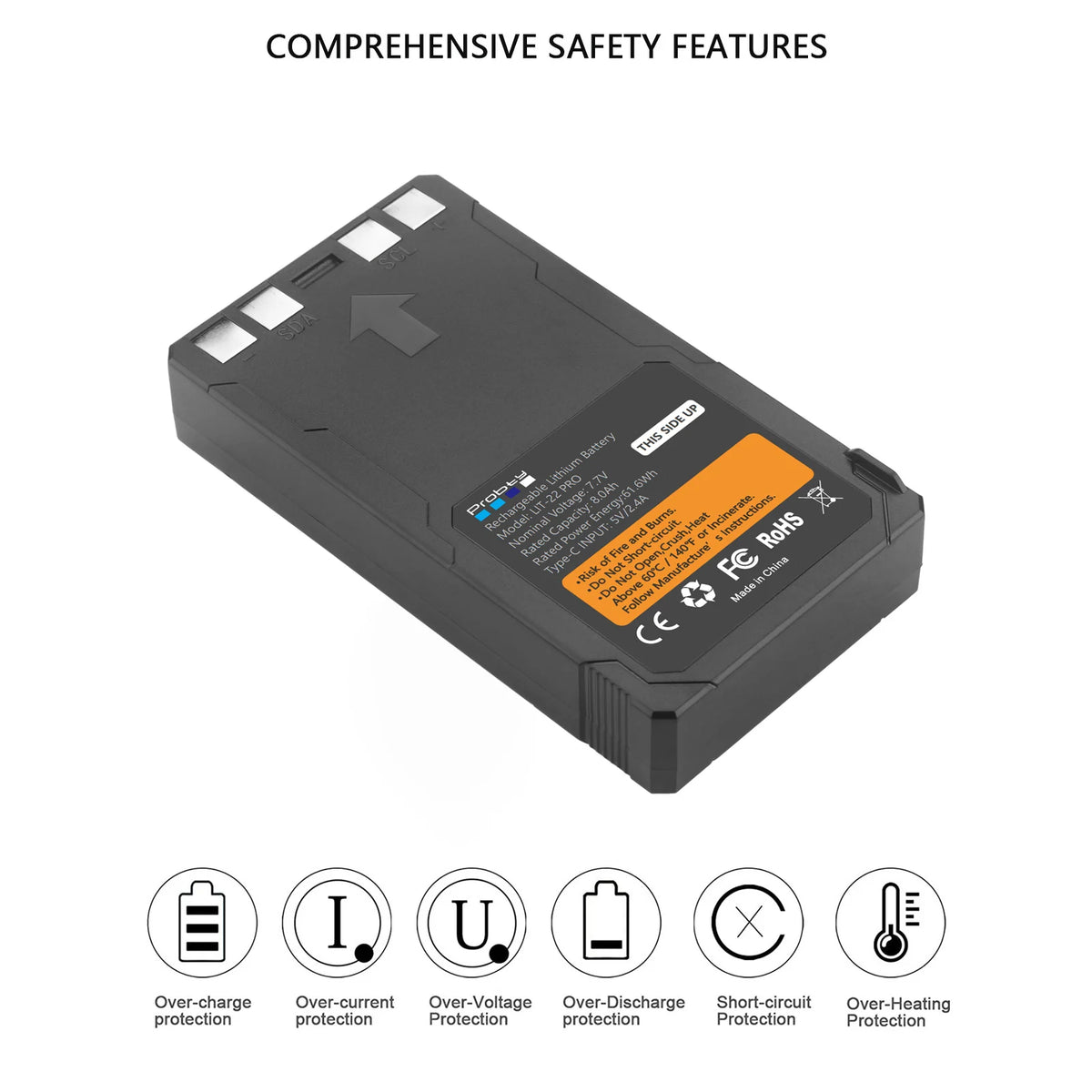 8.0Ah LIT-22, LIT-22 Pro Battery With USB-C Fast Charging for SPYPOINT Flex-M, Flex G-36, Flex-Plus, Flex-S