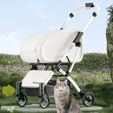 15kg Luxury Foldable Pet Stroller - Detachable Aluminum Frame Lightweight Carrier for Dogs/Cats All-Terrain Travel