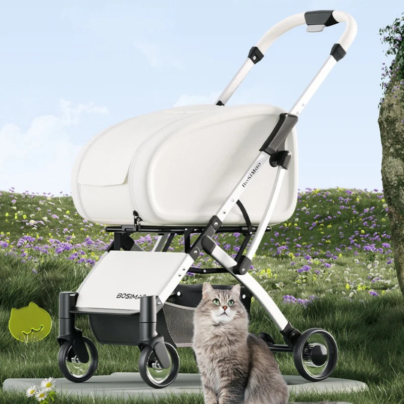 15kg Luxury Foldable Pet Stroller - Detachable Aluminum Frame Lightweight Carrier for Dogs/Cats All-Terrain Travel
