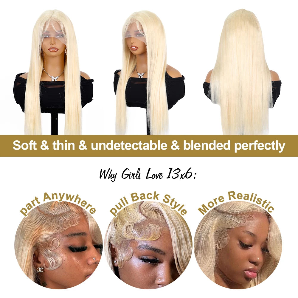 HD Transparent Honey Blonde Wig 30 40 Inch Colored 613 Lace Frontal Wig