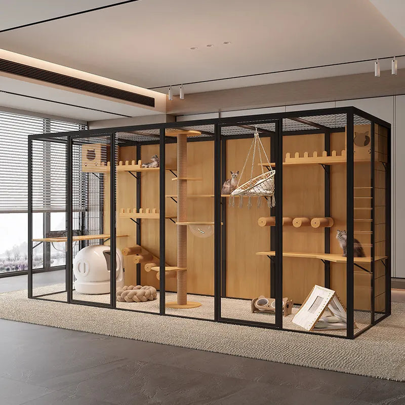 Cat villa panoramic super  cage solid wood cat villa large indoor luxury glass cat room