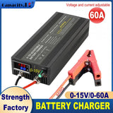 12v 100A 60a lithium Battery Charger 30A 20A 40A 50A Fast Charger with Adjustable Current 100V-240V for Lifepo4 Lithium Battery
