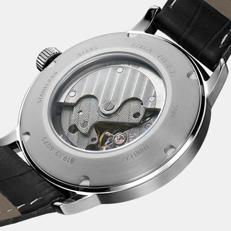 Seagull New Business Watch Men's Mechanical Wristwatches 50m Waterproof Leather Valentine Male Watches relogio masculino 6075