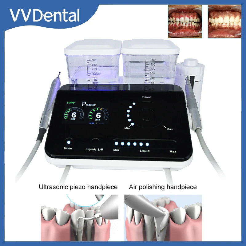 VVDental Air Polisher Ultrasonic Sandblaster Periodontal VRNQ6 Oral Therapy System 6 In 1 Air Flow Polishing Teeth Cleaning Tool