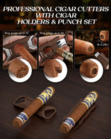 Humidor Cigar Box, with Straight Cutter Guillotine, V Cut, Puncher, Glass Top Case, Cedar Wood Lining, Humidifier Hygrometer
