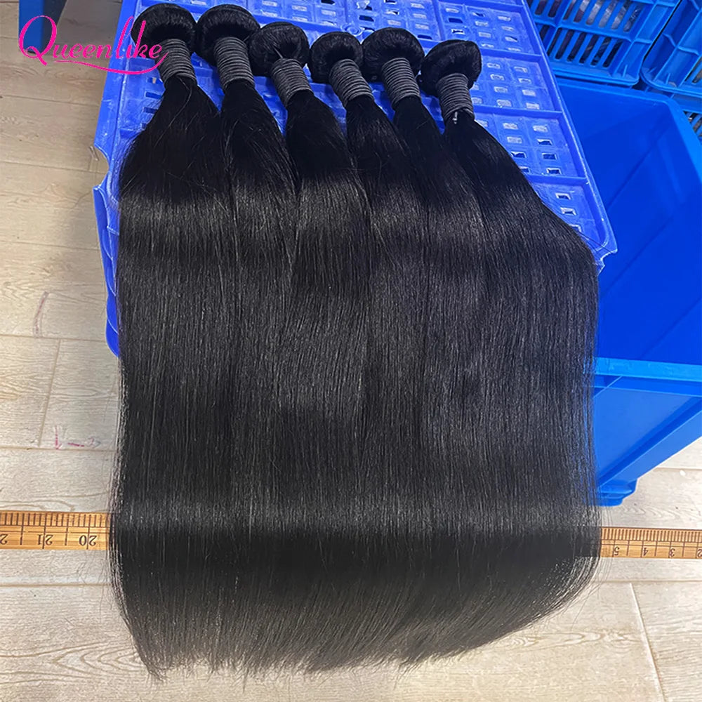 Queenlike 30 Inch Human Hair Bundles Brazilian Raw Hair Weave 1/3/4