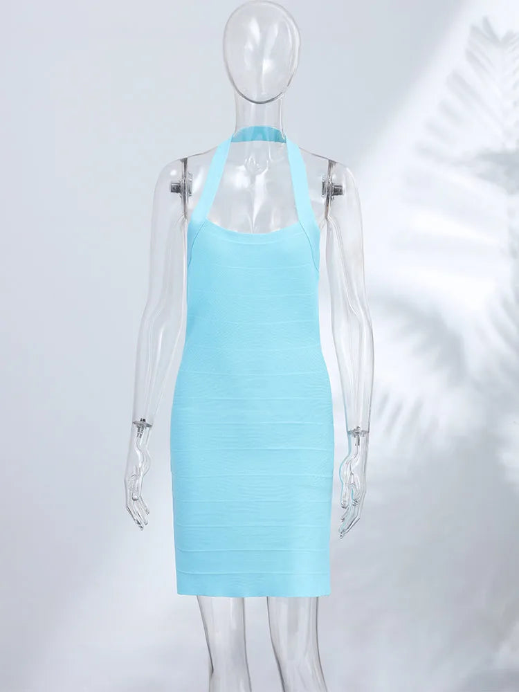 Sexy Bandage U Neck Tank Dresses Women's Slim Ribbed Knit Spaghetti Strap Bodycon Dress 2026 New Ladies Summer Slim Clubwear