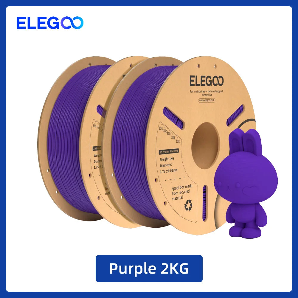 ELEGOO 1.75mm PLA+ Filament 2KG Set Plastic 3D PLA for Most FDM 3D Printers Dimensional Accuracy +/- 0.02mm 2pcs*1kg PLA+ Set