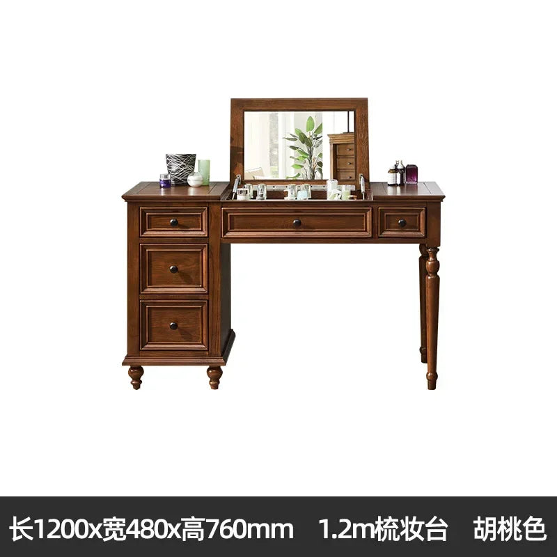 lPure solid wood dresser American light luxury makeup table makeup stool