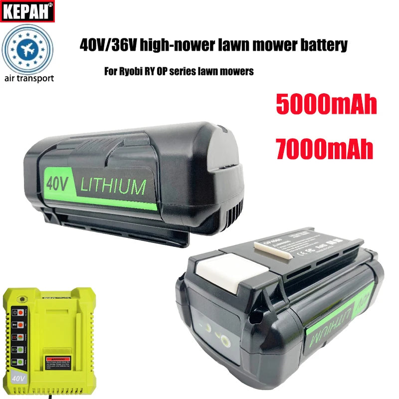 40V 36V 5AH 7AH high-power lithium battery,Ryobi G-MAX RY40200 Snow blower, chainsaw lawn mower battery OP4026 , RY40430,OP4050A