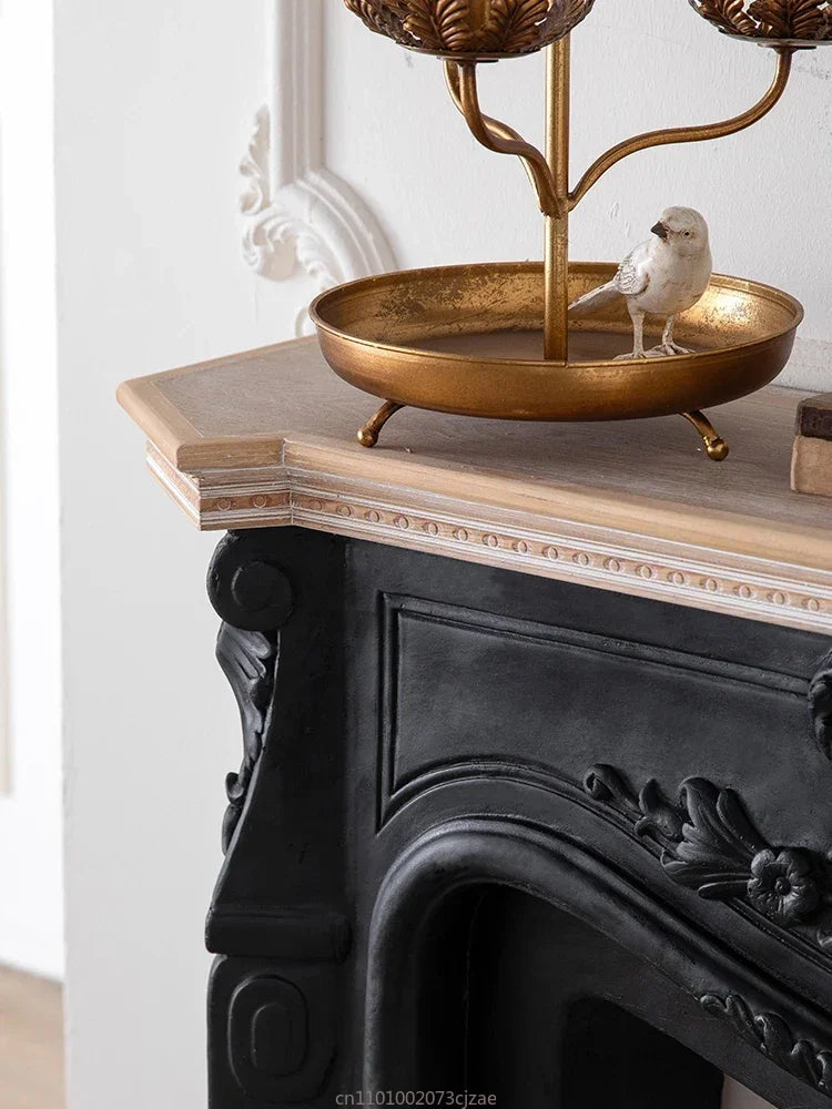French retro fireplace decorative living room against the wall simulation finished fireplace rack solid wood porch antique