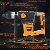 1-1/4 Inch SDS-Plus 13 Amp Rotary Hammer Drill with Heavy Duty Safety Clutch 3 Function Operation Advanced Vibration