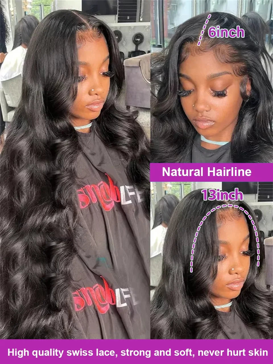 200 Density Body Wave Lace Front Wig Black 13x6 HD Wet And Wavy Lace Frontal Wig 30 40 Inch Brazilian Preplucked Human Hair Wigs