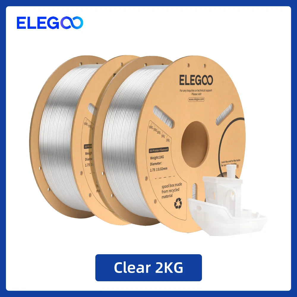 ELEGOO 1.75mm PLA+ Filament 2KG Set Plastic 3D PLA for Most FDM 3D Printers Dimensional Accuracy +/- 0.02mm 2pcs*1kg PLA+ Set