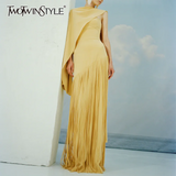 TWOTWINSTYLE Solid Loose Spliced Tassel Chic Dresses for Women O Neck Sleeveless Luxury Elegant Dress Female Summer Fashion New