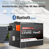 24V 48V 100Ah 200Ah LiFePO4 Battery Pack With Bluetooth BMS 6500+ Cycles For Home Soalr RV PV Inverters Boat Golf Cart
