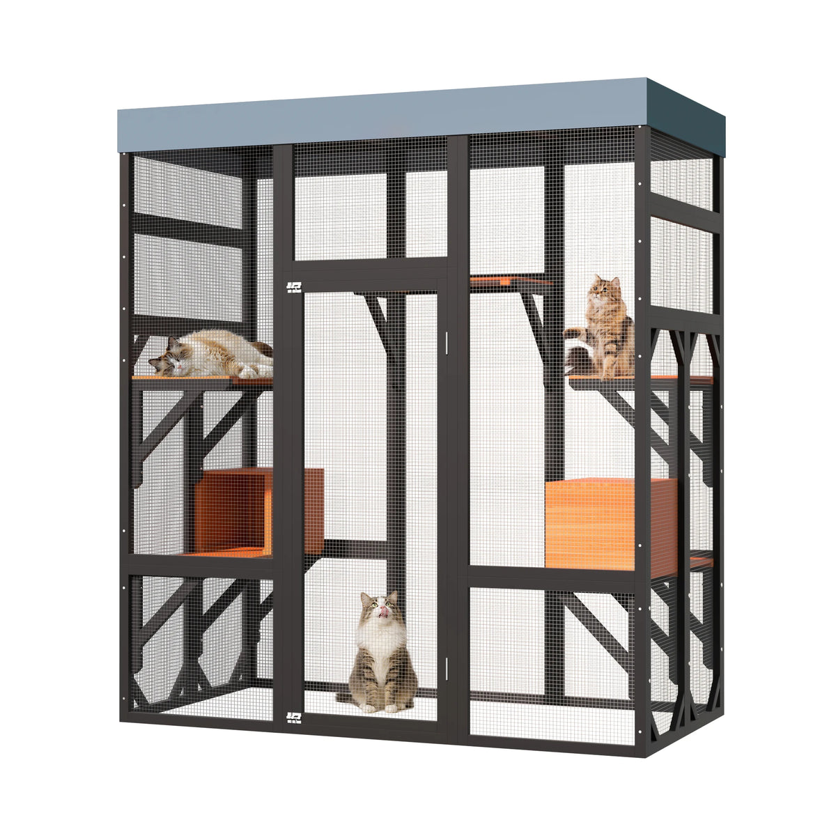 Large Outdoor Cat Enclosure with 5 Platforms & 2 Houses – Durable Metal Frame, Easy Assembly, Indoor/Outdoor Cat Run