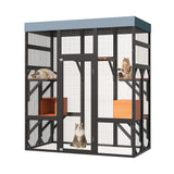 Large Outdoor Cat Enclosure with 5 Platforms & 2 Houses – Durable Metal Frame, Easy Assembly, Indoor/Outdoor Cat Run