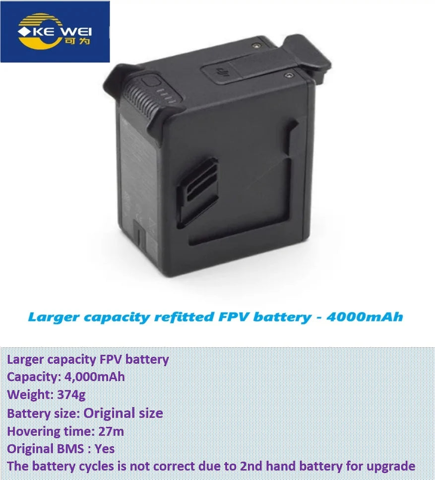 4000mAh Refitted Higher Capacity Battery Compatible with DJI FPV Drone