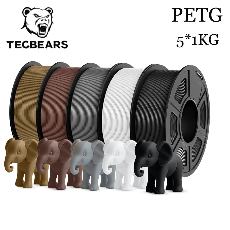 TECBEARS PETG 3D Printer Filament 5KG 1.75mm petg Multi color combination set FDM 3D Printer Materials DIY Gift From US UK DE